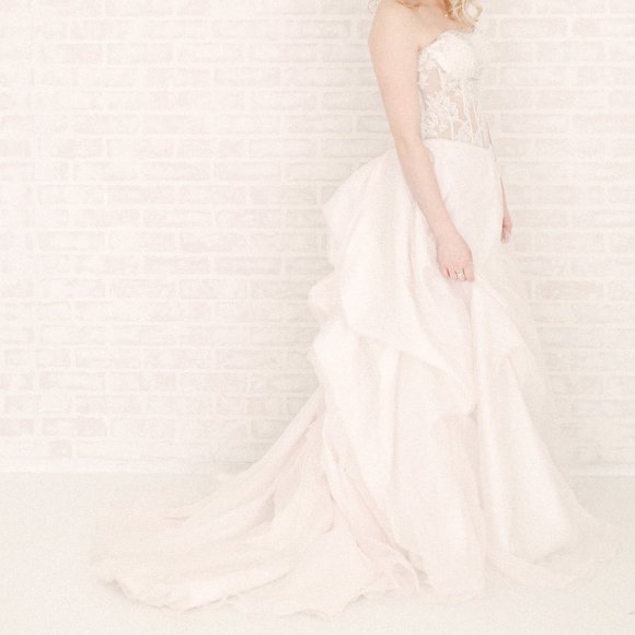 Pale Blush Pink Dress Prom Corset Ivory Flowers 6 - Picture 2 of 13